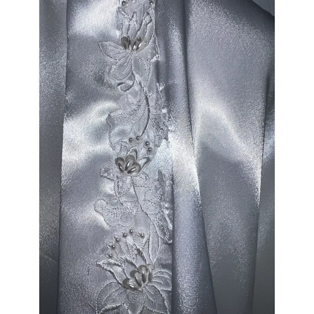 Vintage CALIFORNIA DINASTY White Satin Sexy Bridal Kimono Robe Embellished